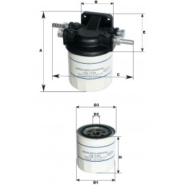 GFN Kütusefilter/separaator, KOMPLEKT 297018, H-98mm (lühike)